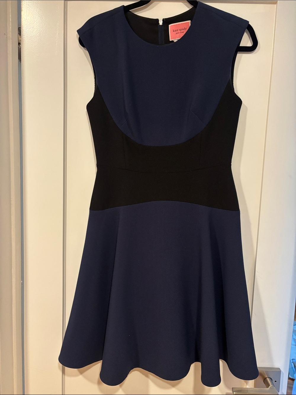 kate spade Navy and Black Sleeveless Fit-and-Flare Midi Dress